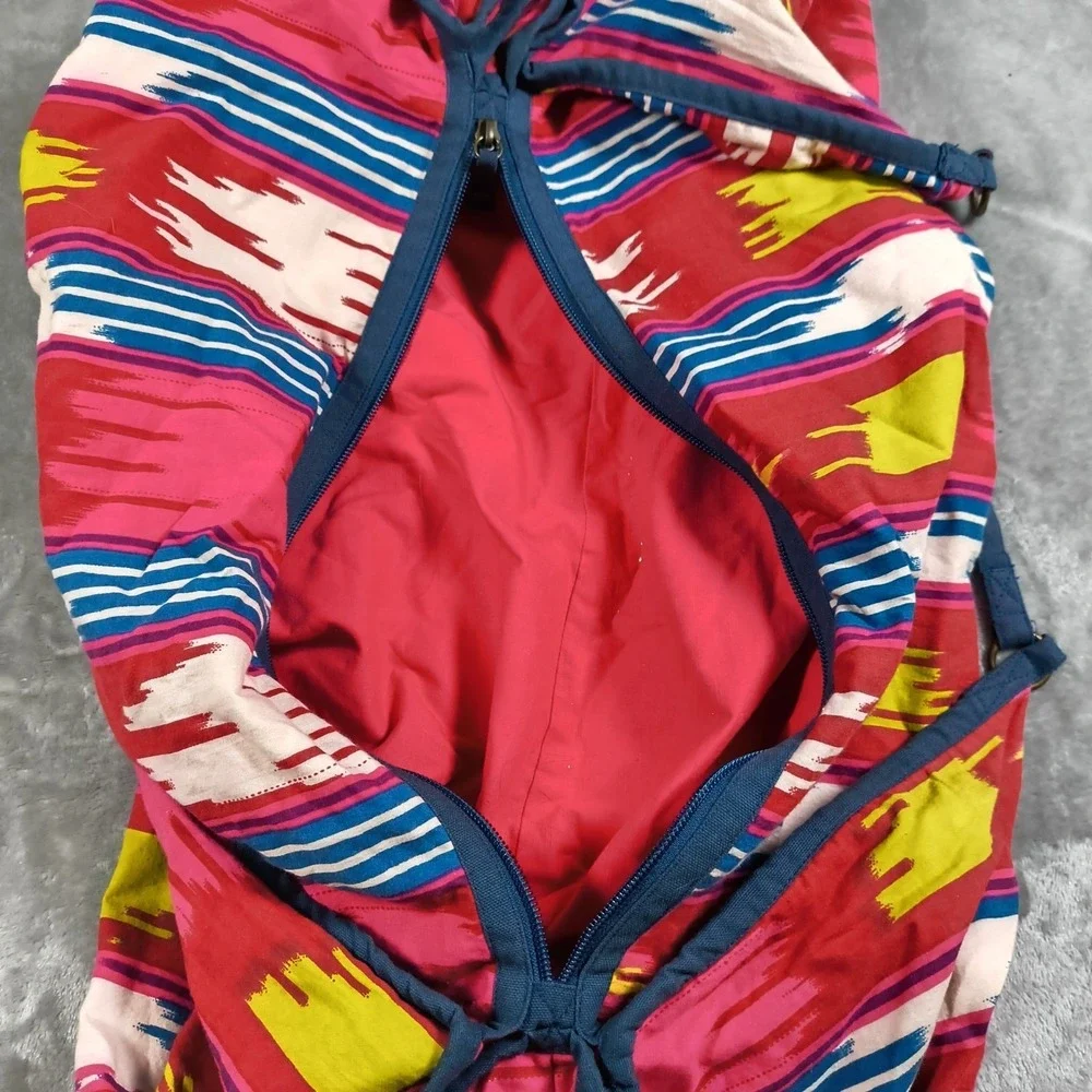 Fat Face Weekender Duffel Backpack Bag Ikat Stripe Pink Cotton Zip Travel Boho